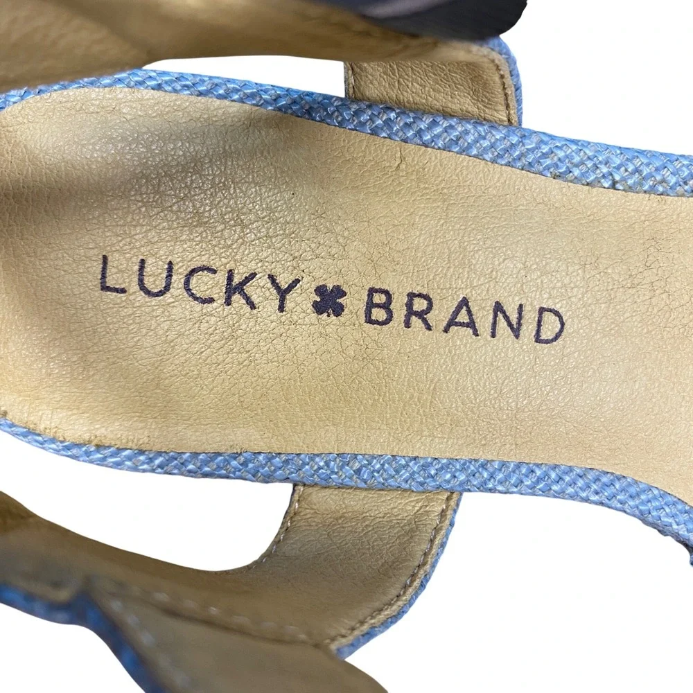 Lucky Brand Womens Light Blue Woven Platform Sandals Block Heel‎ Buckle Strap 6